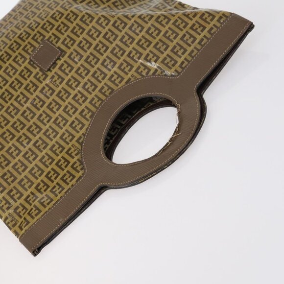 FENDI Zucchino Canvas Bag Enamel 2 Set Brown Auth ti3463 - Picture 5 of 16